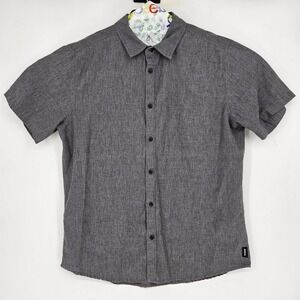 Prana Shirt Mens Large Casual‎ Gray Short Sleeve Outdoors Hiking Button Up
